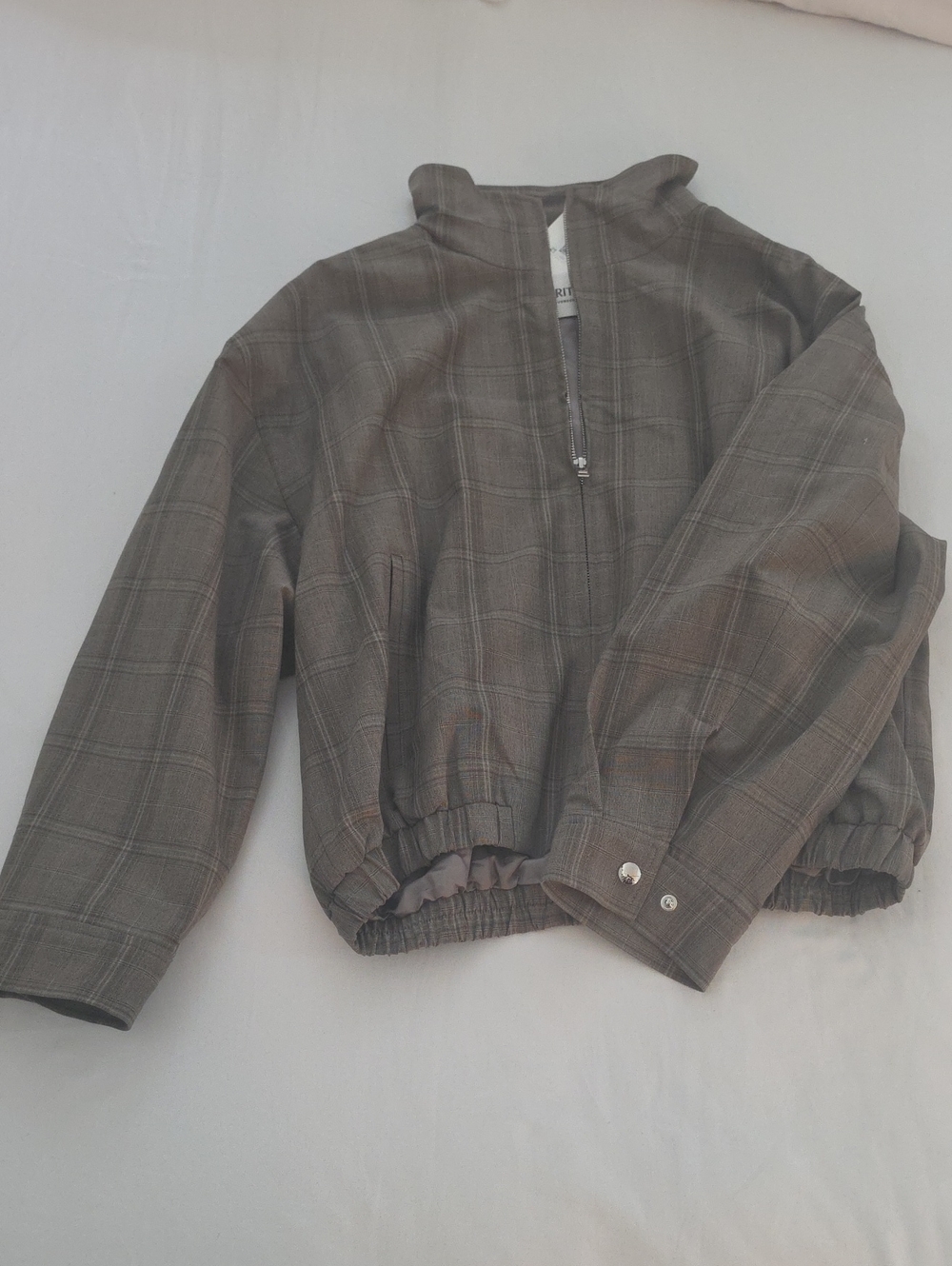 Aritzia Brown Plaid Half-Zip Kids Jacket
